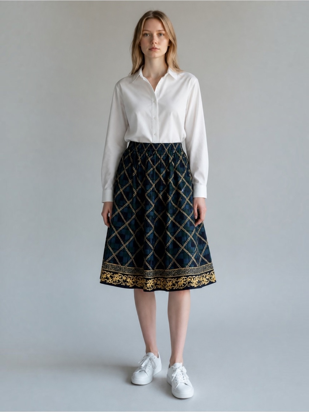 Cricket Lane Women’s Midi Skirt – Size 10 (Made in USA) Multi Colors